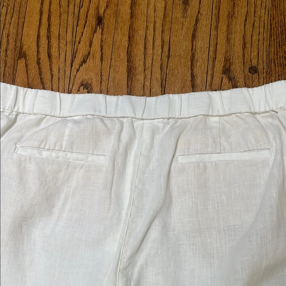 J. Jill Love Linen L White 100% Linen wide leg Cropped Pants flat front side zip - Picture 8 of 9
